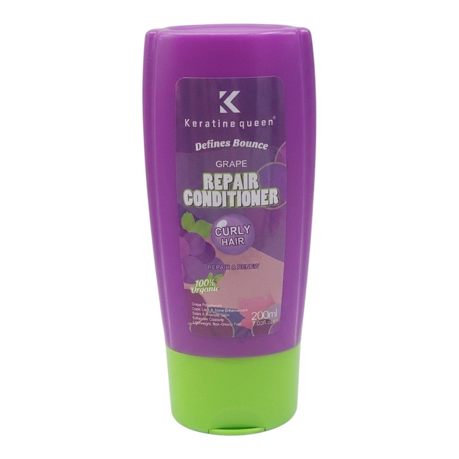 SET DE SHAMPOO Y ACONDICIONADOR HIDRATANTE Y NUTRITIVO PARA CABELLO RIZADO CON EXTRACTO DE UVA KERATINE QUEEN 325ML & 200ML