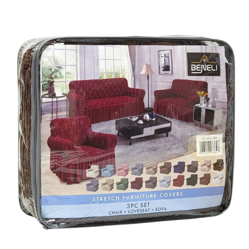 SET DE FORROS ELASTICOS DE MUEBLES, JUEGO DE 3 PIEZAS PARA MUEBLES VARIOS COLORES BENELI HOME