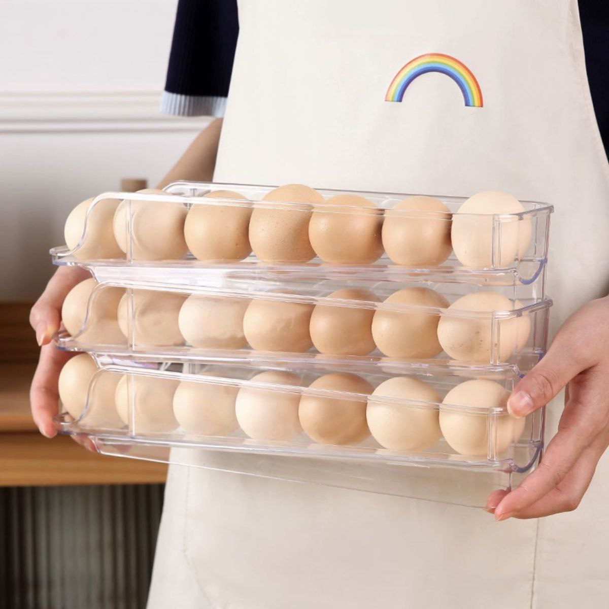 ORGANIZADOR DE HUEVOS TRANSPARENTE HUEVERA PARA 21 HUEVOS