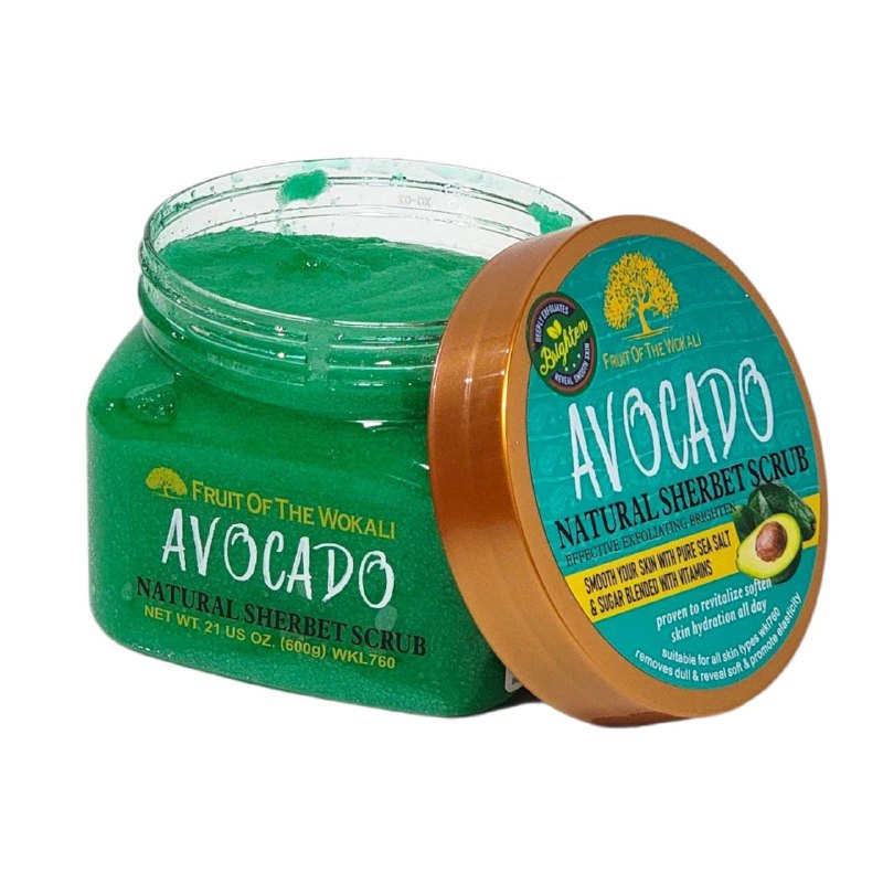 EXFOLIANTE CORPORAL NUTRITIVO CON EXTRACTO DE AGUACATE Y CREMA DULCE FRUIT OF THE WOKALI 600G