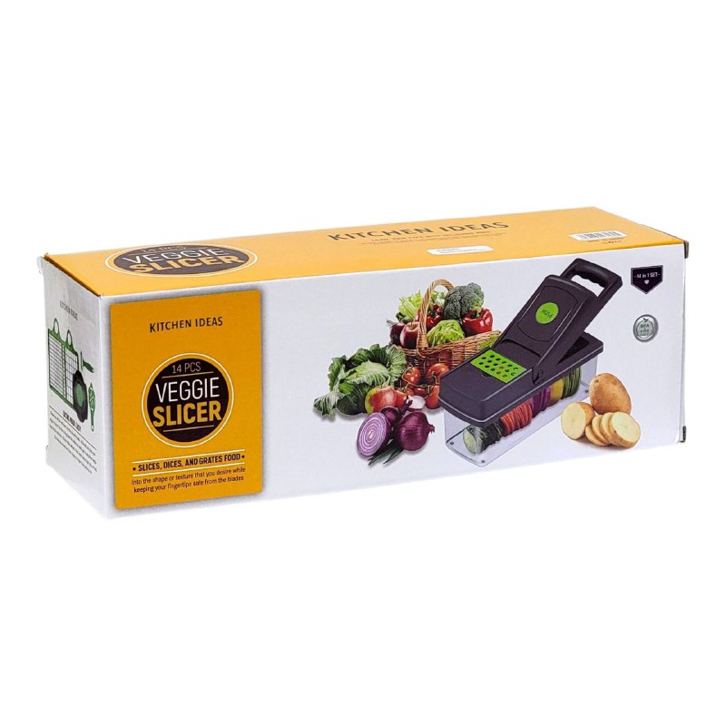 MAQUINA CHISMOLERA, 14 PIEZAS CORTADORA DE VERDURAS 14 EN 1 MULTIFUNCIONAL KITCHEN IDEAS VEGGIE SLICER 10X33.5X12.5CM