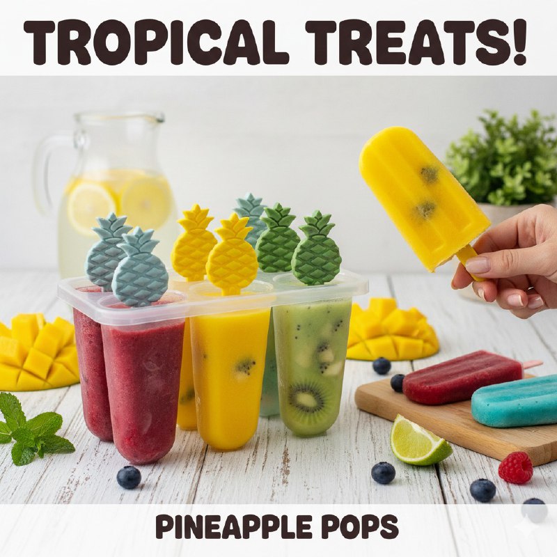 MOLDE DE PLASTICO PARA HACER PALETAS CON FORMAS DE FRUTAS, RESISTENTE Y DURADERO DE 8 ESPACIOS 13X15CM