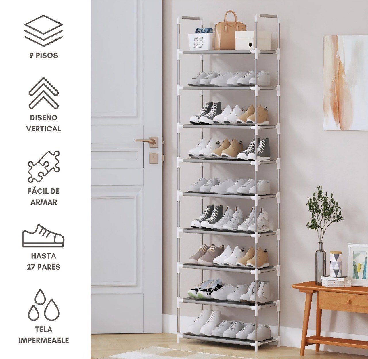 ORGANIZADOR ZAPATERA VERTICAL MULTINIVEL DE ALTA CAPACIDAD 56X28X158CM