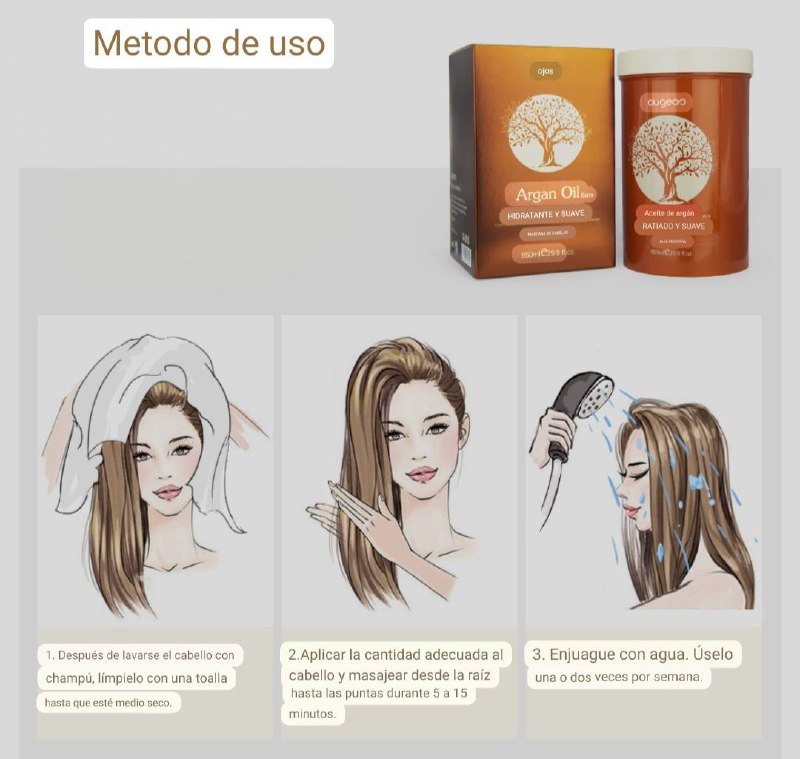 MASCARILLA PARA EL CABELLO BRASILEÑA CON ACEITE DE ARGAN AUGEAS 850ML