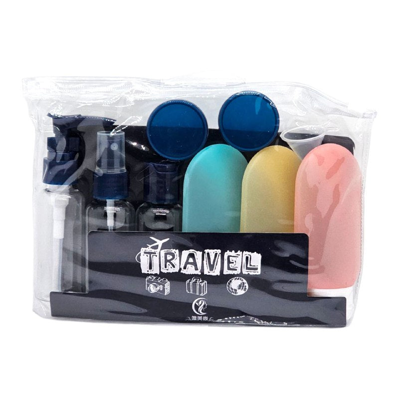 SET PARA VIAJAR VACIAS, EFICIENCIA DE ALMACENAMIENTO COMODO DE 7 PIEZAS, PARA LIQUIDOS Y CREMAS PARA VIAJES TRAVEL