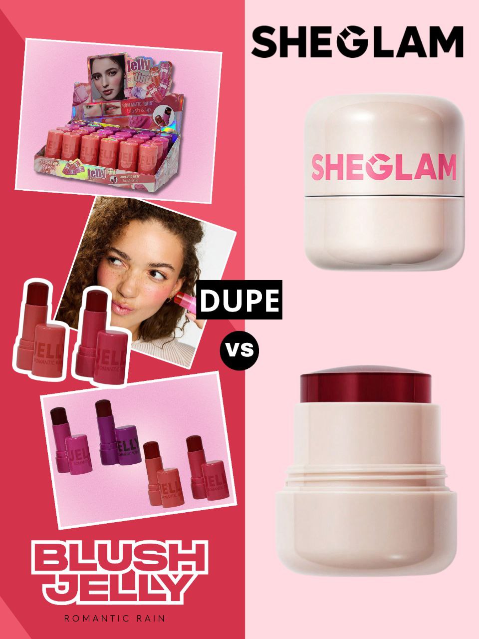 BLUSH Y LABIAL (DUPE SHEGLAM) GELATINA TINTE 4 TONOS, ROMANTIC RAIN JELLY TINT
