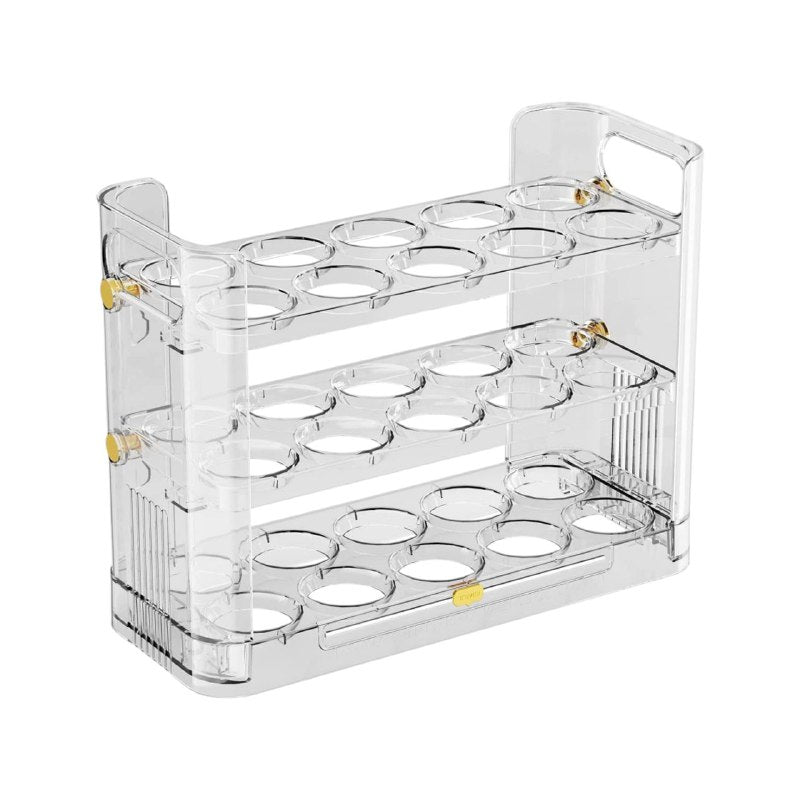 ORGANIZADOR DE HUEVOS TRANSPARENTE HUEVERA DE 3 CAPAS PARA 30 HUEVOS 25X10X20CM