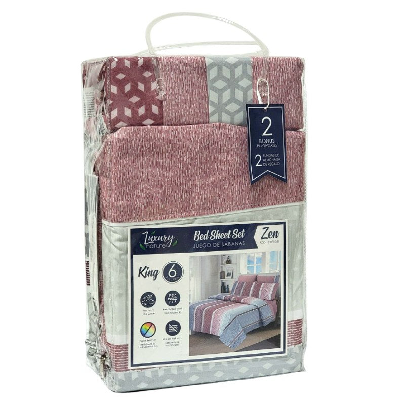 JUEGO DE SABANAS CAMERA DE 6 PIEZAS KING LUXURY NATURE BED SHEET, 10 ESTILOS