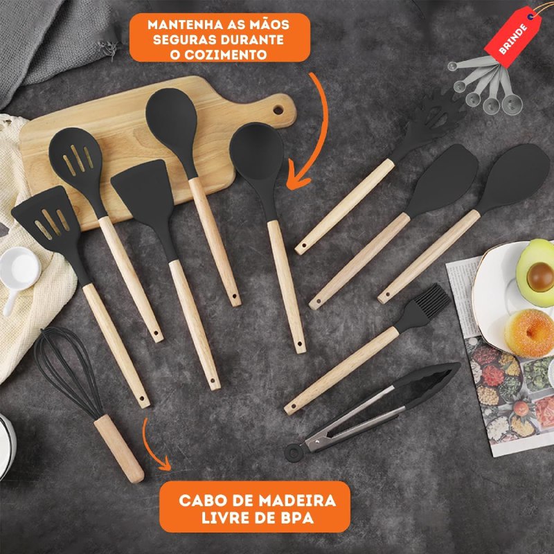 JUEGO DE CUCHILLOS DE COCINA, NEGRO GRIS Y BLANCO UTENSILIOS DE COCINA, CUCHARONES AGARRE COMODO, LIGERO, DURADERO EVRYALTH 18UND