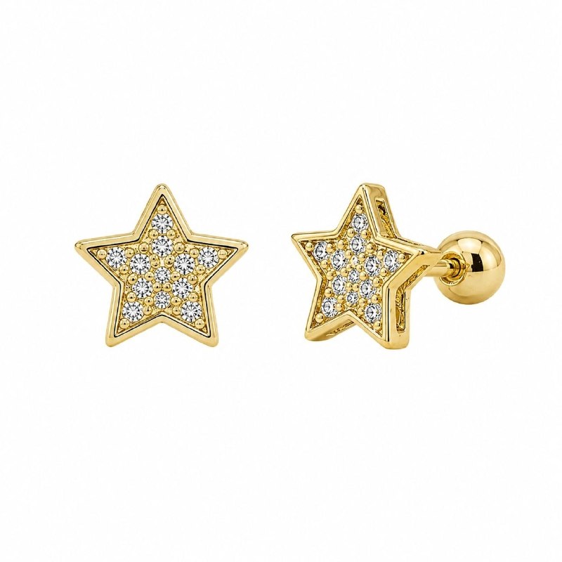 ARITOS DE ENCHAPE PARA DAMA CON DISEÑO ESTRELLA 2CM