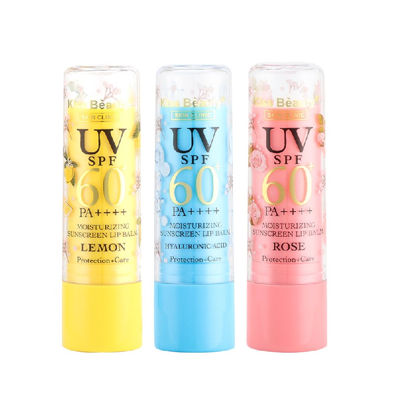 BRILLO LABIAL BALSAMO EN SET DE 3 PIEZAS HUMECTANTE DE LIMON, ACIDO HIALURONICO Y ROSA KISS BEAUTY 3.5GX3