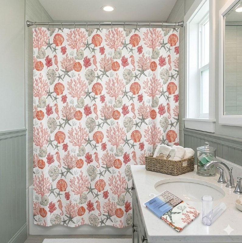 CORTINA PARA BAÑO DE TELA SUAVE DE ALTA RESISTENCIA DE 12 GANCHOS DOBBY COLLECTION 183X183CM