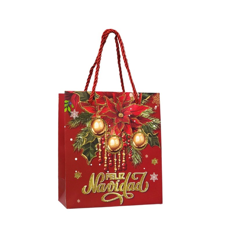 BOLSA DE REGALO NAVIDEÑA EXTRA PEQUEÑA 14X16X7CM
