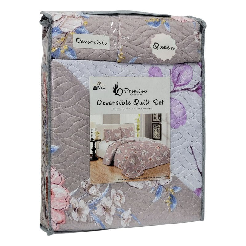 JUEGO DE SABANAS CAMERA TIPO EDREDON REVERSIBLE, DE 3 PIEZAS QUEEN BENELI HOME, 20 ESTILOS
