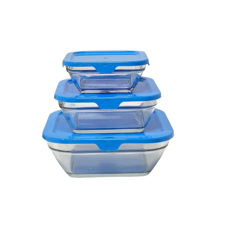 RECIPIENTES HERMETICOS DE VIDRIO EN SET PARA ALMACENAR ALIMENTOS KIMGLASS