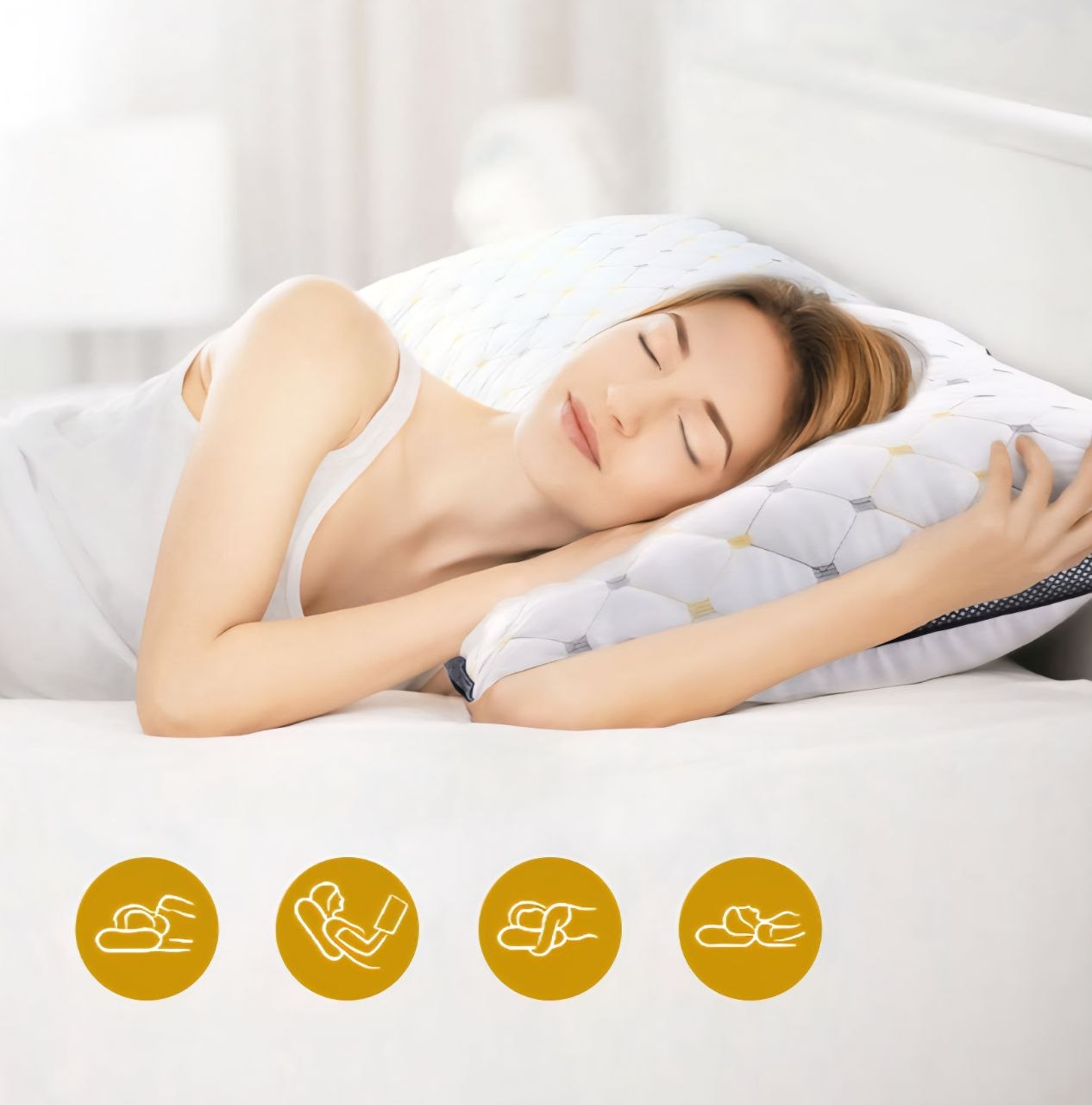 ALMOHADA DE TERCERA GENERACIÓN FABRICADA CON TECNOLOGÍA AVANZADA SOPORTE NECESARIO,TRANSPIRABLE Y CONDUCTORA DE LA HUMEDAD,TEJIDO TRANSPIRABLE,CONTIENE 30% MAS RELLENO BENELI  48X74CM
