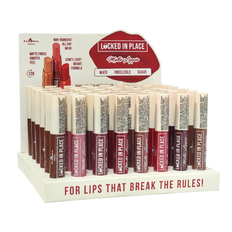 BRILLO LABIAL DE ACABADO MATTE SUAVE DE LARGA DURACION 24H ITALIA DELUXE LOCKED 12ML