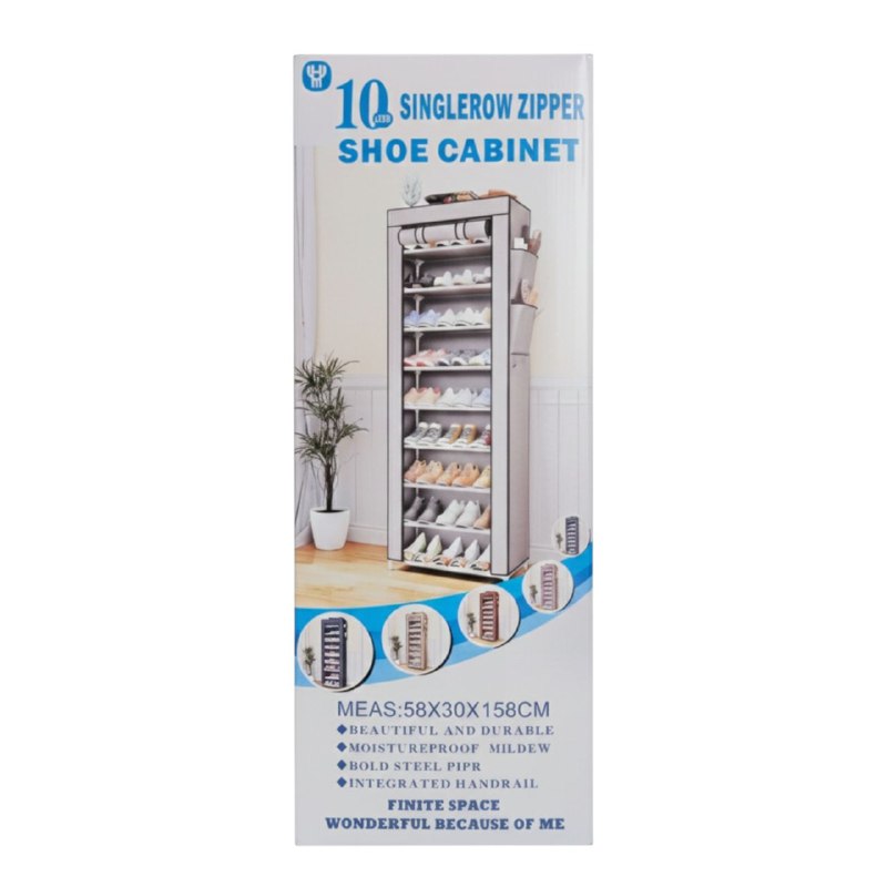 ORGANIZADOR ZAPATER0 DE ACERO DE 10 NIVELES CON CREMALLERA COMPACTA A PRUEBA DE POLVO HYM 58X30X158CM