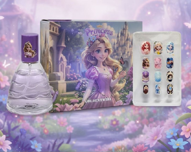 SET CIRELINE PRINCESS GOLDENTWIRL EDT 50ML, Y SET DE 12 UÑAS POSTIZAS