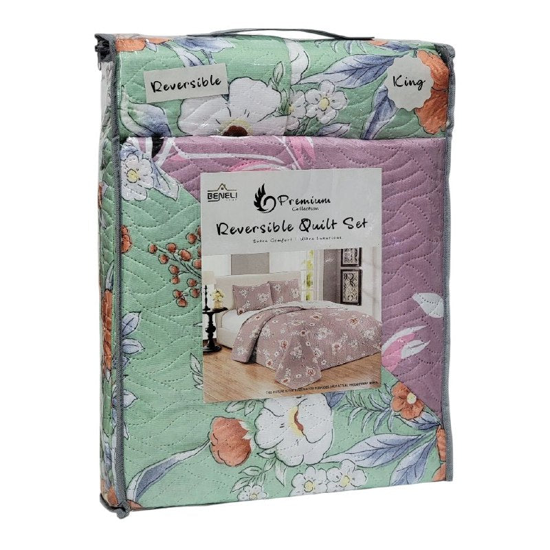 JUEGO DE SABANAS CAMERA TIPO EDREDON REVERSIBLE DE 3 PIEZAS KING BENELI HOME 17 ESTILOS