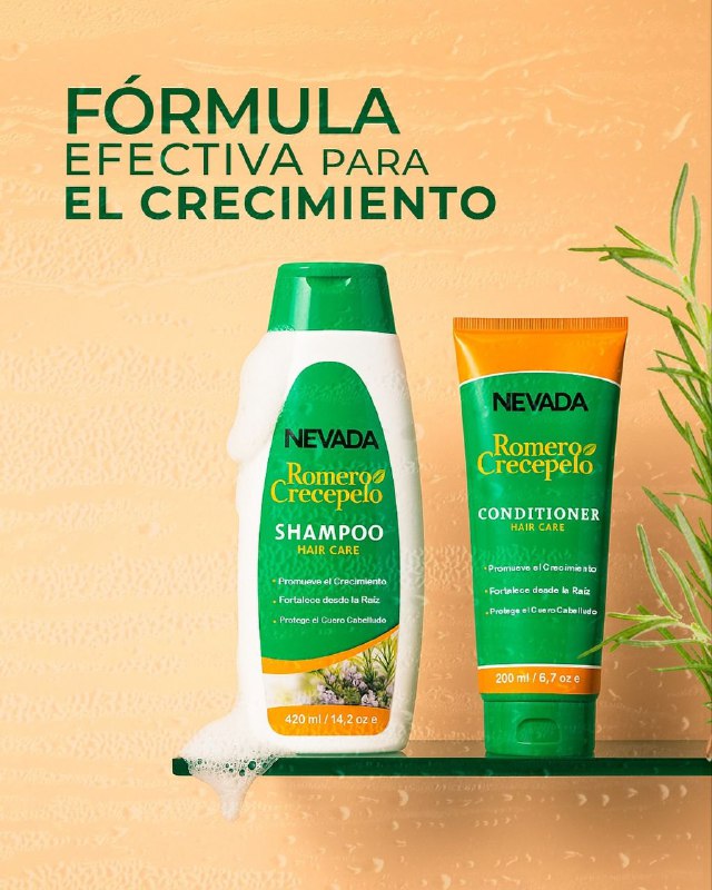 SHAMPOO PARA EL CABELLO EN SET 2 EN 1, SHAMPOO 420ML Y ACONDICIONADOR 200ML DE ROMERO CRECEPELO, TRATAMIENTO CAPILAR CON EXTRACTO DE ROMERO, PREVIENE LA PERDIDA DEL CABELLO Y LO DEJA SUAVE Y BRILLANTE NEVADA
