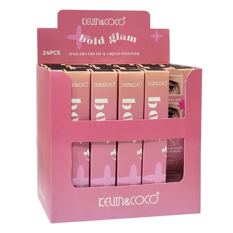 MÁSCARA DE PESTAÑAS Y DELINEADOR 2 EN 1 WATERPROOF BOLD GLAM KEVIN&COCO 9G