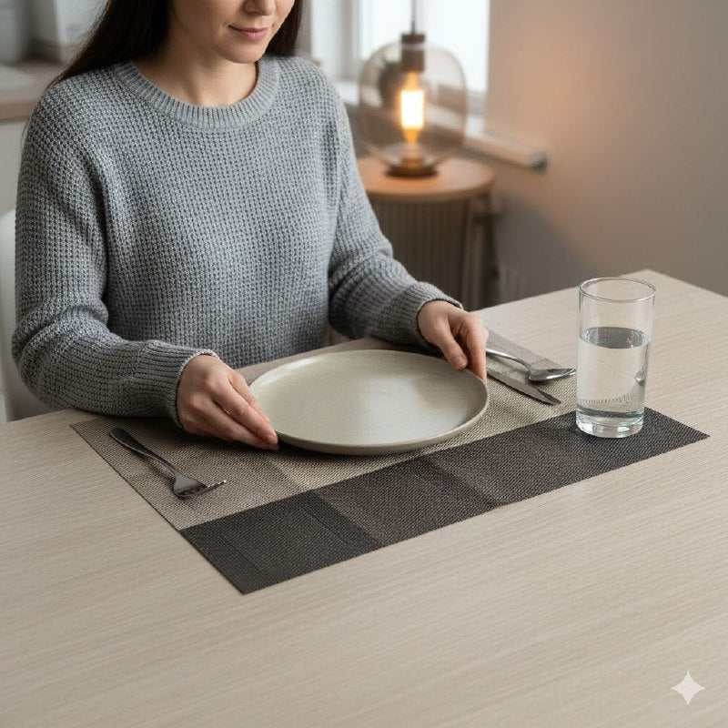 MANTEL DE COCINA PARA MESA COMEDOR RECTANGULAR ANTIDEZLIZANTE 30X45CM, 6 PIEZAS