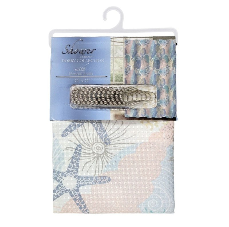CORTINA PARA BAÑO DE TELA SUAVE DE ALTA RESISTENCIA DE 12 GANCHOS DOBBY COLLECTION 183X183CM