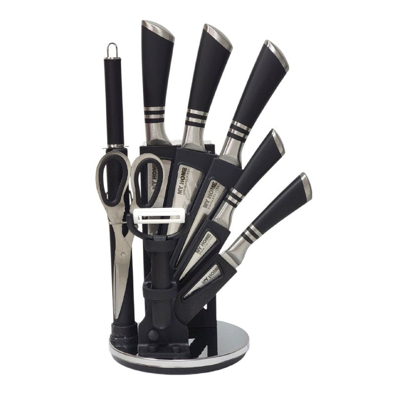 JUEGO DE CUCHILLOS DE COCINA, SET DE CUCHILLOS PROFESIONALES DE ACERO INOXIDABLE DE 9 PIEZAS MY HOME