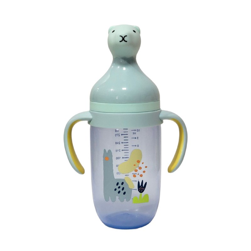 BIBERON CHUPON PARA BEBES CON ASAS, PEPE DE FACIL AGARRE Y BOQUILLA O TAPA PREVIENE DERRAMES, CAPACIDAD 300ML SMILY BABY
