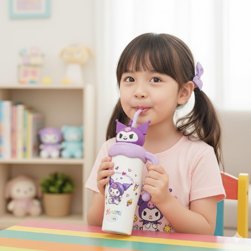 VASO TERMO DE ACERO INOXIDABLE CON ASA DISEÑOS VARIADOS PARA NIÑOS Y NIÑAS 30OZ, 6 ESTILOS