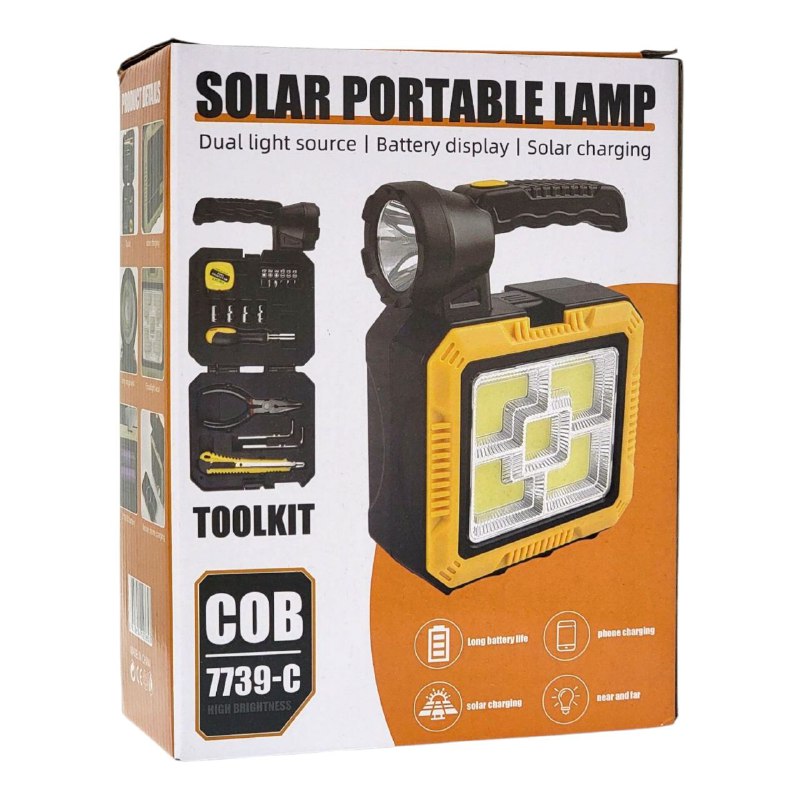 LUZ LED, LAMPARA LED SOLAR PORTATIL, INDICADOR DE BATERIA, FUENTE DE LUZ DUAL, POWERBANK, KIT DE HERRAMIENTAS SOLAR PORTABLE LAMP