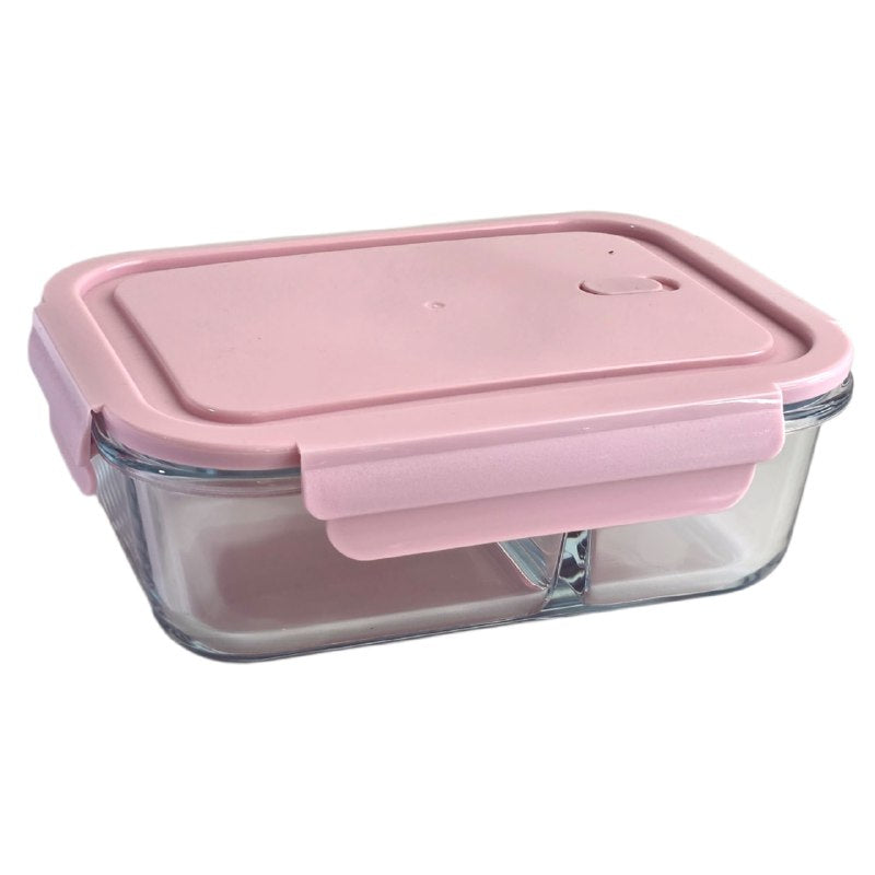 RECIPIENTE PANA DE VIDRIO DE 2 DIVISIONES PARA ALMACENAR ALIMENTOS RED CHERRY 20X15X7CM