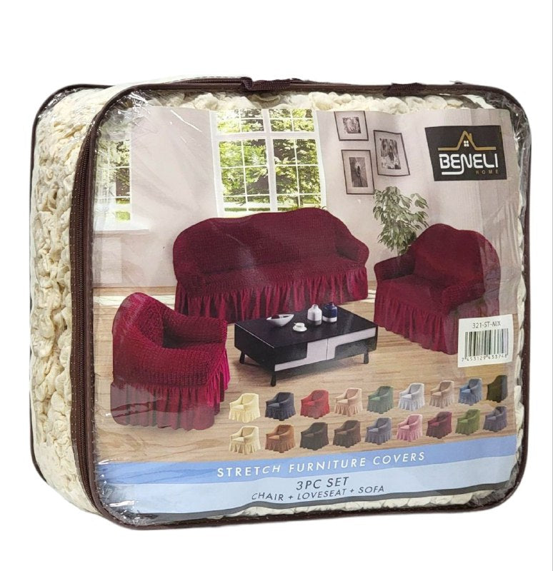 SET DE FORROS ELASTICOS DE MUEBLES, JUEGO DE 3 PIEZAS PARA MUEBLES VARIOS COLORES BENELI HOME