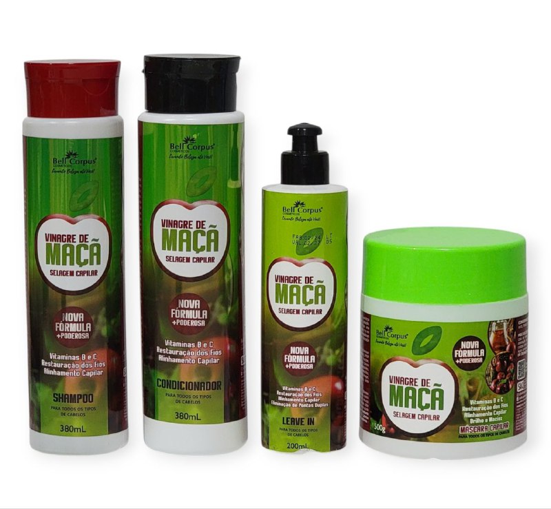 SET DE CUIDADO PARA EL CABELLO VINAGRE DE MANZANA 4PCS CORPUES COSMETICS