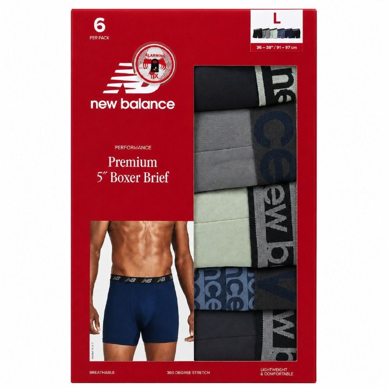 ROPA INTERIOR PARA CABALLERO NEW BALANCE BOXER BRIEF 6 UNIDADES