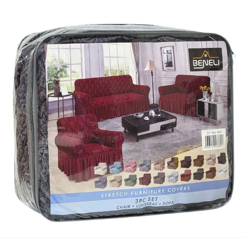SET DE FORROS ELASTICOS DE MUEBLES, JUEGO DE 3 PIEZAS PARA MUEBLES VARIOS COLORES BENELI HOME