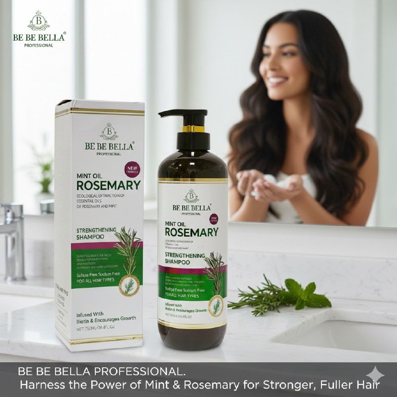 SHAMPOO FORTALECEDOR DE ROMERO Y MENTA BE BE BELLA 750ML