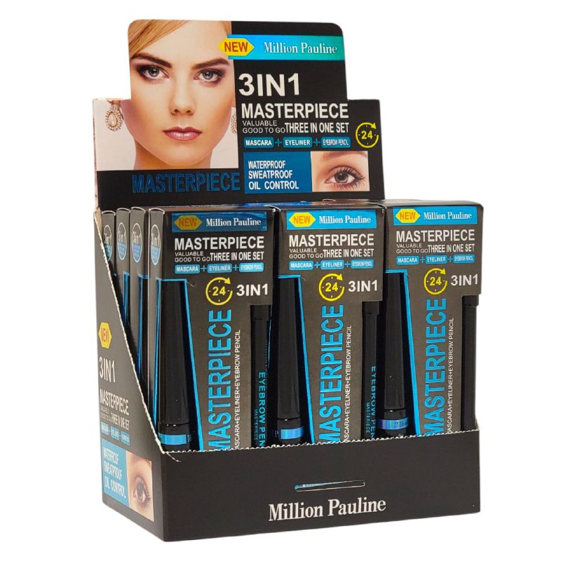 SET DUPE MAYBELLINE ROCKET 3PCS RIMEL DELINEADOR OJOS  LAPIZ DE CEJAS MILLION PAULINE