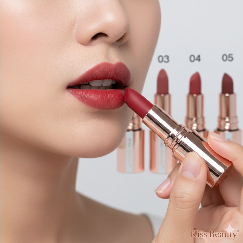 BRILLO LABIAL MATTE COLOR INTENSO DE LARGA DURACION APRUEBA DE AGUA KISS BEAUTY 3.5G