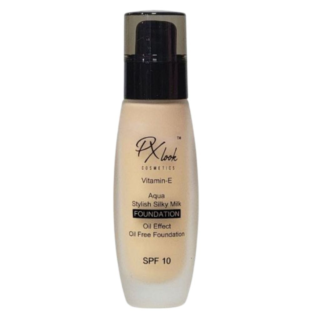 BASE DE MAQUILLAJE LIQUIDA SPF10 Y VITAMINA E 6 TONOS PX LOOK COSMETICS 30ML