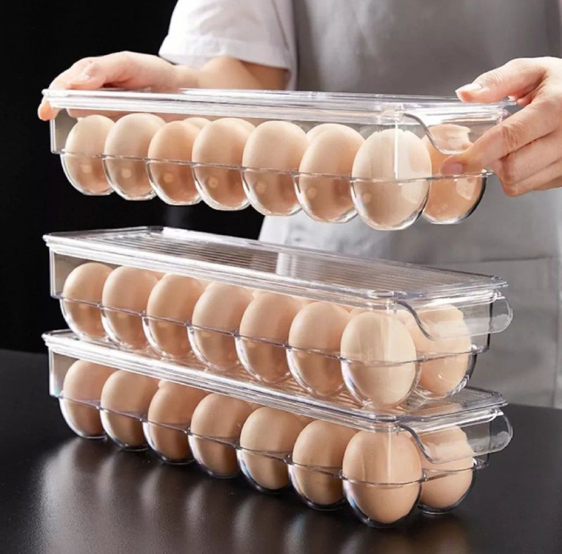ORGANIZADOR DE HUEVOS TRANSPARENTE HUEVERA PARA 14 HUEVOS 37X11X7.5CM