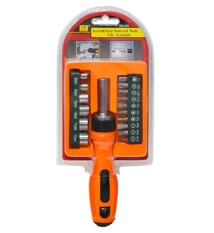 HERRAMIENTA DESTORNILLADOR CON PUNTAS INTERCAMBIABLES, DISEÑO COMPACTO GO TOOLS
