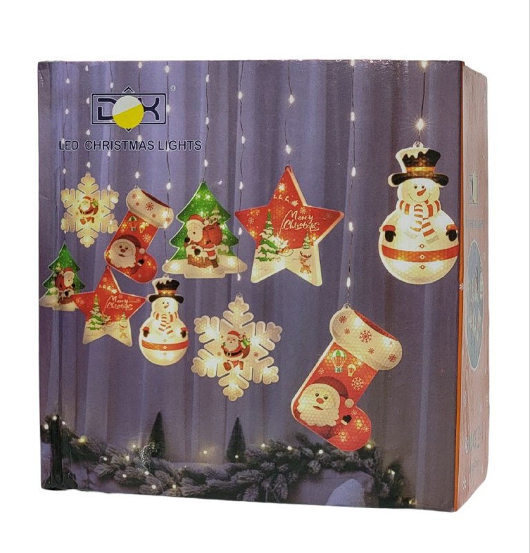 LUCES DECORATIVAS NAVIDEÑAS CORTINA DE LUCES LED FORMA DE ESTRELLA, RENO, ARBOL Y CAMPANA DECORACION PARA EL HOGAR  9 MODOS DE CAMBIO DE LUZ, 20X9.5X20CM LED CHRISTMAS LIGHTS
