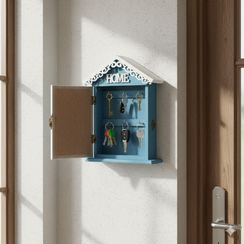 PORTA LLAVES, LLAVERO DECORATIVO PARA LLAVES ESTILO RUSTICO MADENA NATURAL 6 GANCHOS 20X28CM