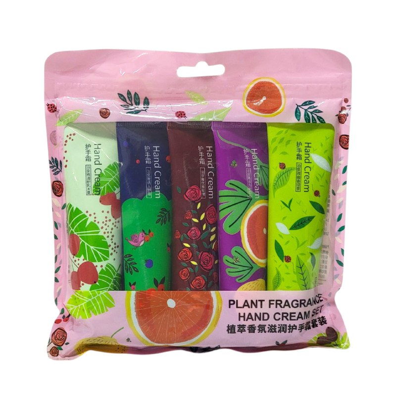 SET DE CREMAS DE MANOS HIDRATANTES CON FRAGANCIAS VEGETALES 5PCS
