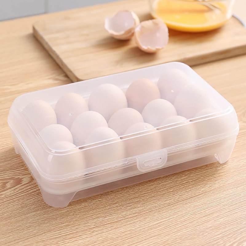 ORGANIZADOR DE HUEVOS TRANSPARENTE HUEVERA PARA 15 HUEVOS,3 COLORES, 23X13CM