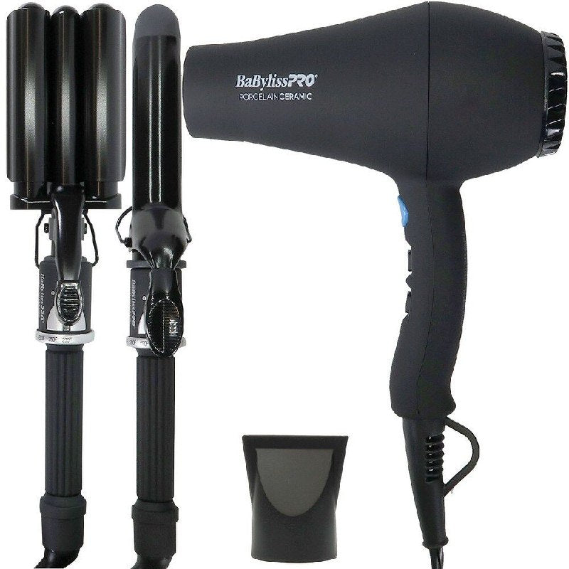 SECADORA DE CABELLO EN SET, TECNOLOGIA DE PORCELANA CERAMICA Y IONICA, SECADO Y PEINADO RAPIDO Y MENOS DAÑO, REDUCE EL FRIZZ SECADORA, RIZADOR Y TENAZA BABYLISSPRO