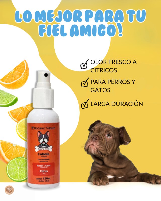 PERFUME PARA PERROS Y GATOS USO VETERINARIO AROMA CITRICO BOTANIC NATURE ALPHA PETS 120ML