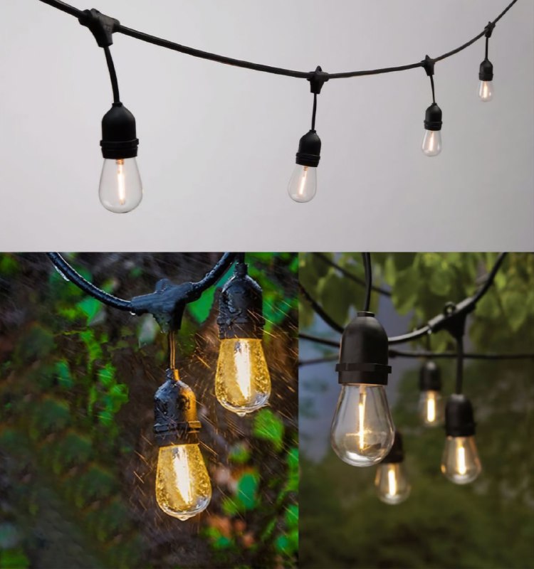 LUCES DECORATIVAS PARA PATIOS GUIRNALDA PARA EXTERIORES RESISTENTE AL AGUA 10 PORTALAMPARAS, 10 METROS, NO INCLUYE FOCOS